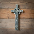 Wild Goose Studio St. John Celtic Wall Cross Mark Joyce Design - Bronze Finish