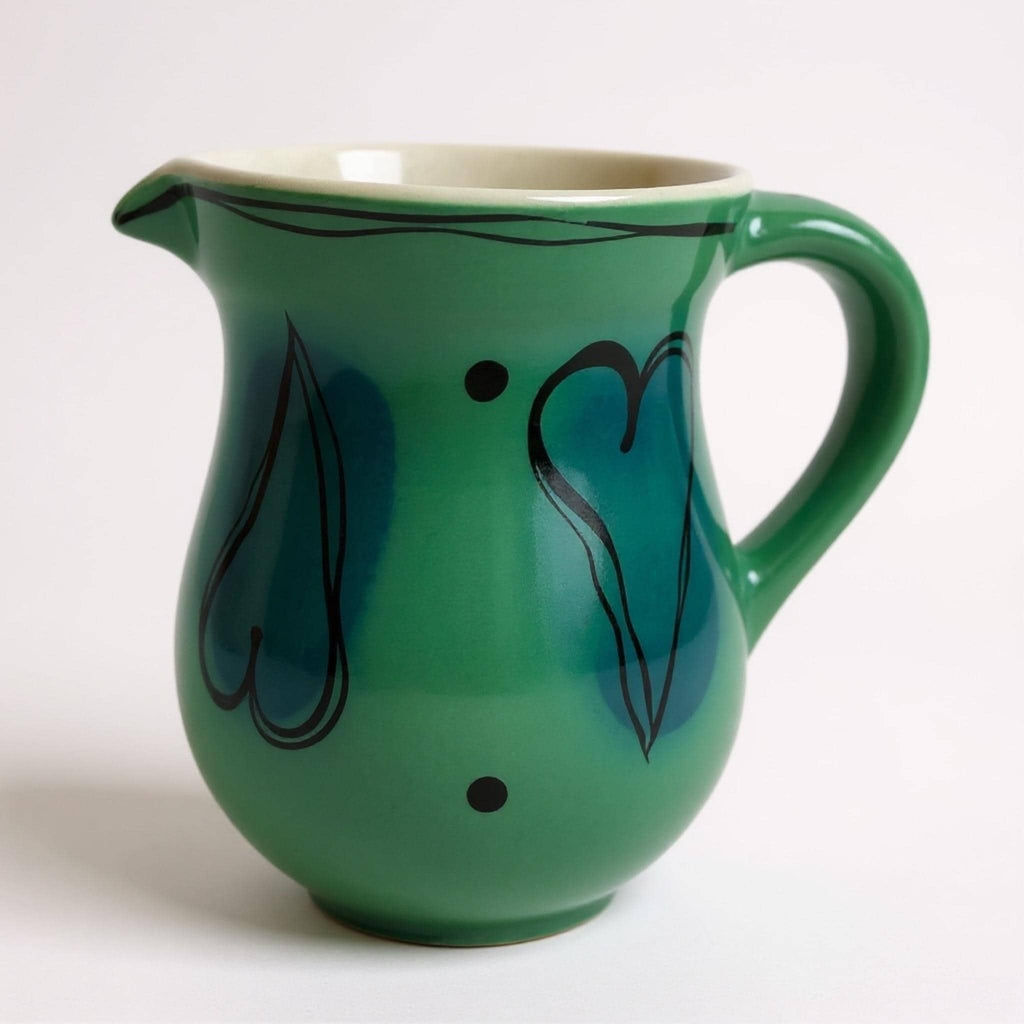 Retro Studio Ceramics Heart Design Green Jug Pitcher by Ann Skelly
