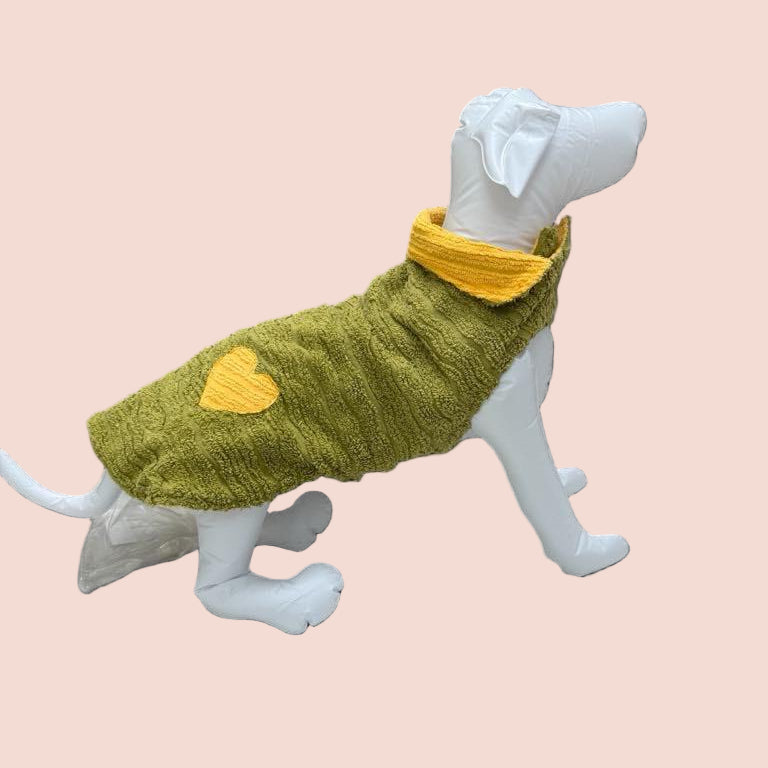 Upcycled Candlewick Dog Jacket: Reversible Vintage Pet Coat