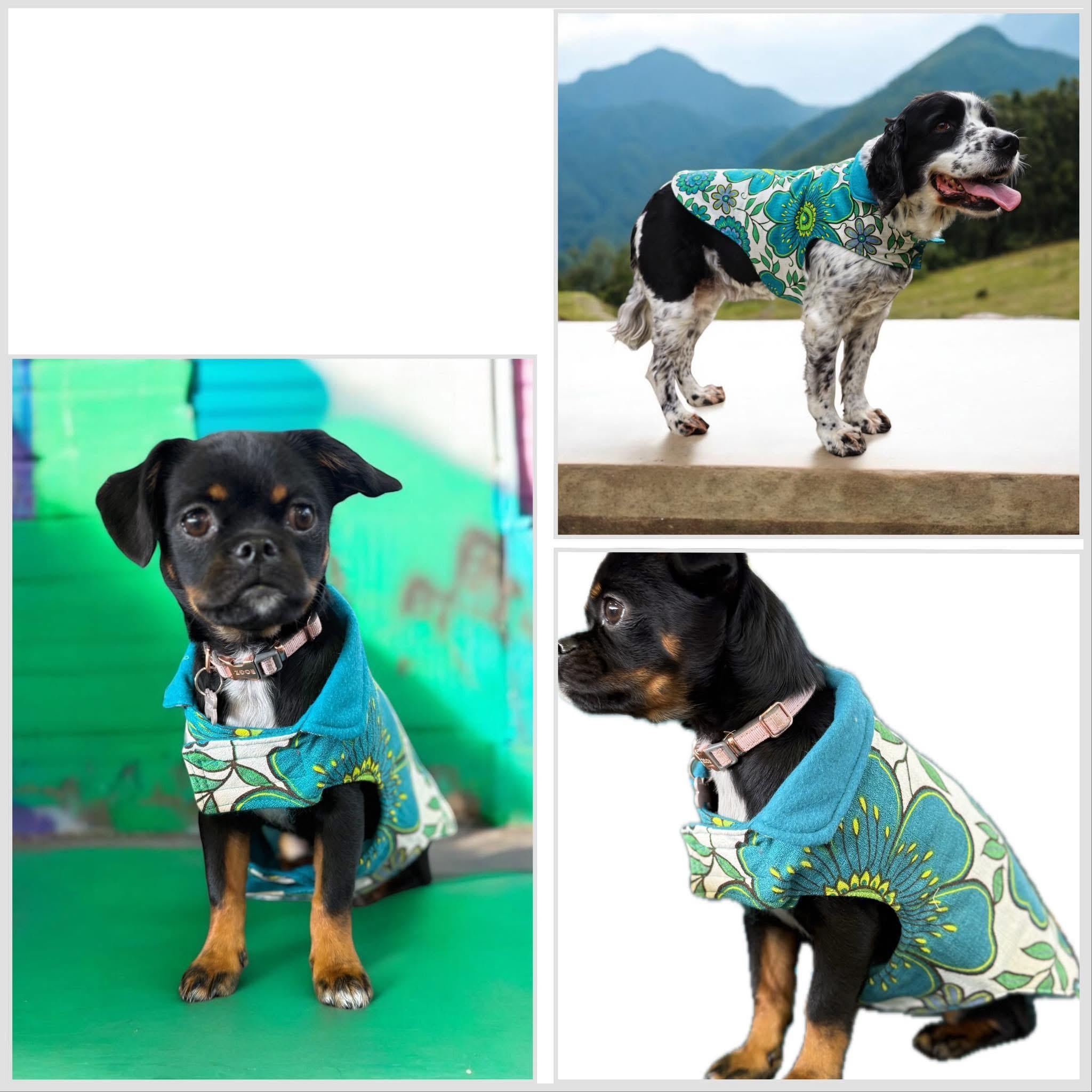 Upcycled Handmade Retro 60s Fabric Dog Jacket