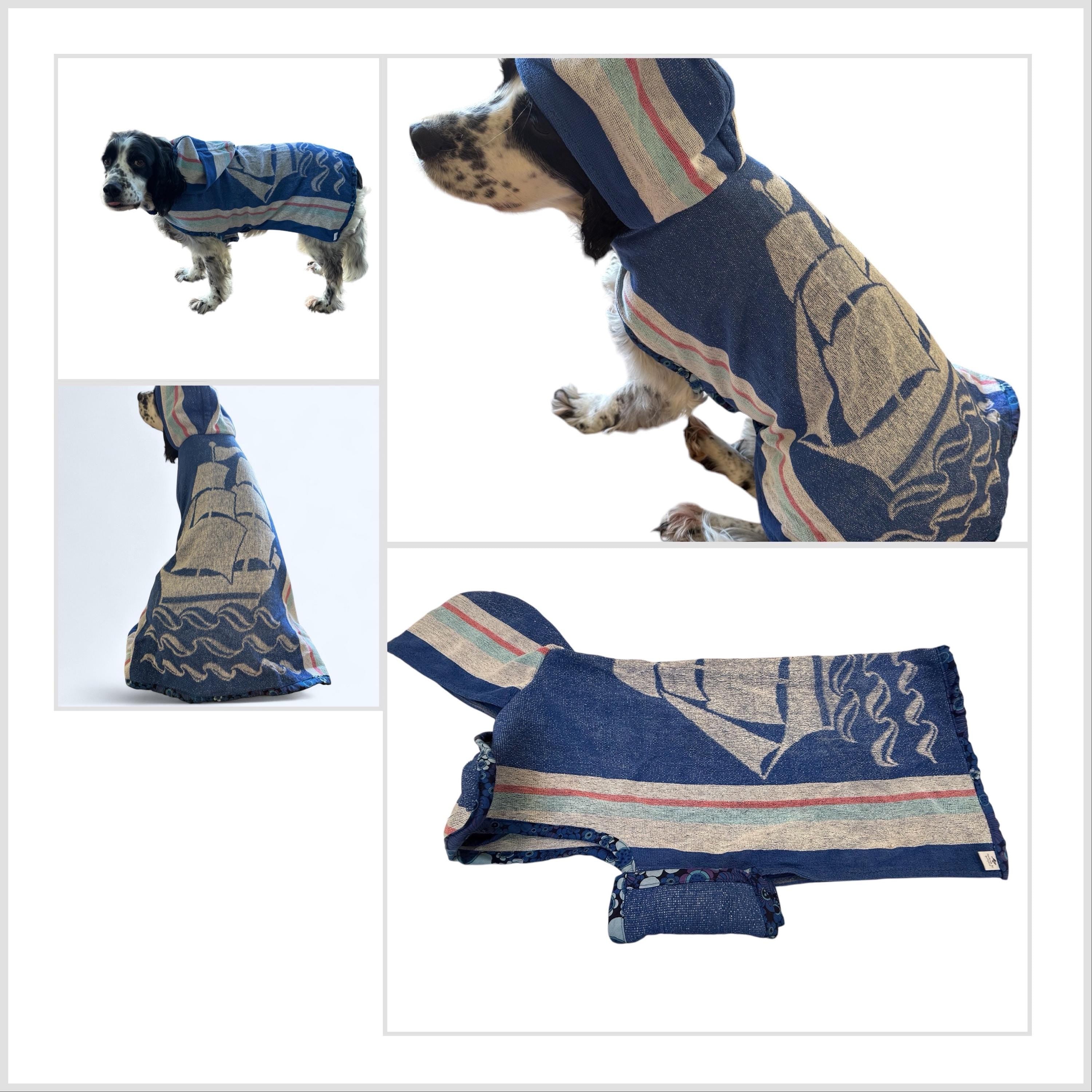 Retro Vintage Homemade Towelling Dog Jackets B - Large