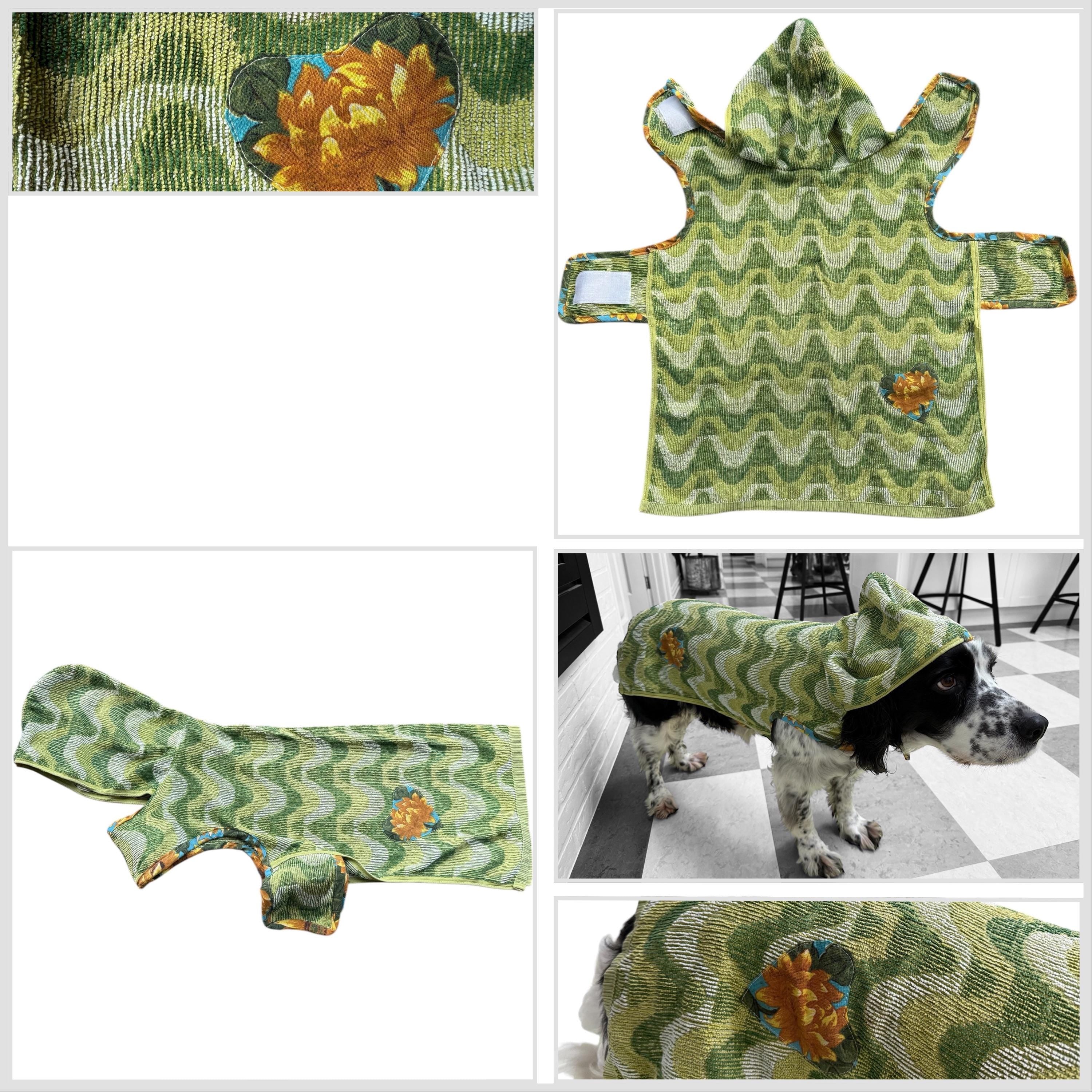 Retro Vintage Handmade Towelling Dog Jackets - Large