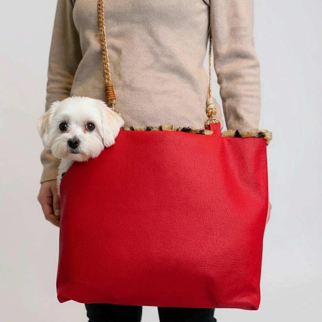 Vintage Handmade Retro 60s Fabric Bag - Red